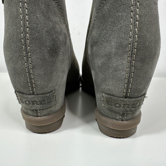 Sorel Joan Of Arctic Zip Wedge Bootie Suede Gray Women's Size 8 - Picture 9 of 12